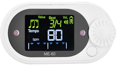 RiToEasysports Meideal Metronome Beat 10 Taktslag Färgskärm, Rytminstrument för Piano, Gitarr, Citer, Högprecisionsmusikalisk Metronomverktyg för Musiker och Löpare (Vit)