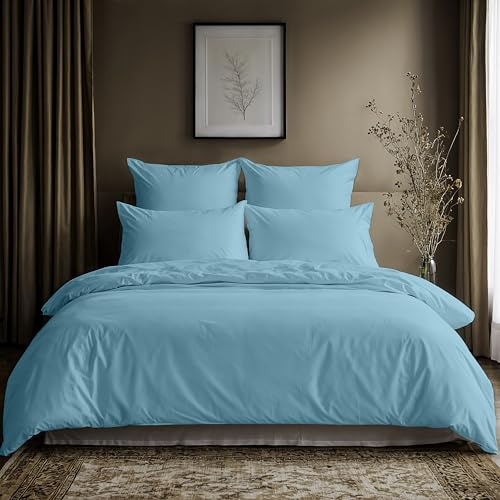 Lavea® Bettwäsche Set, 1 Bettbezug, 1 Kissenbezug, Delphinblau | 100% Baumwolle – Weiche Baumwolle Bettwäsche mit Bettbezug & Kissenbezug, OEKO-TEX® zertifiziert, Serie Jasmin