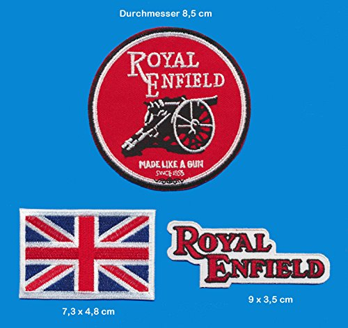 ROYAL ENFIELD Aufnäher Aufbügler Patch 3 Stück Motorrad Bullet England TURBOVERSAND