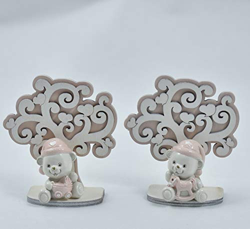Orsetto rosa bambina albero della vita bomboniera battesimo