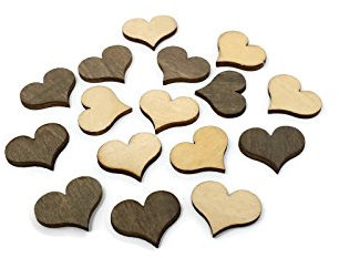 16 Assorted Wooden Hearts - 2cm - Card Scrapbook Craft Embellishment