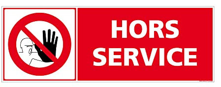 Signaletique.biz Panneau Hors Service Autocollant Format 350 x 125 mm