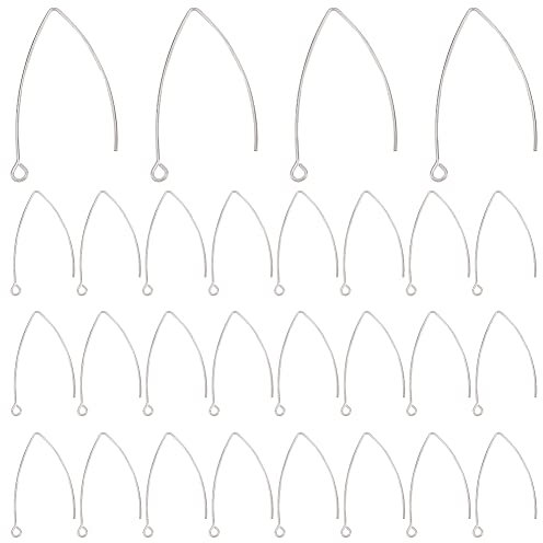 PH PandaHall 100pz Ganci per Orecchini in Acciaio Inox Orecchini Fai Da Te Argento, 41x22mm Orecchini a Bottone per creazione di orecchino, Foro: 2mm, Pin; 1mm