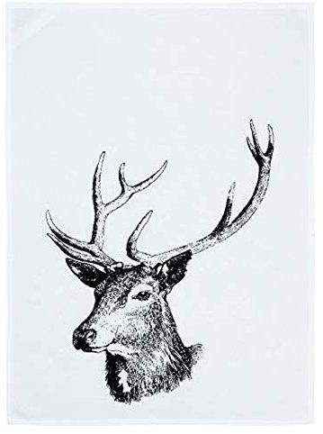 17;30 made in Hamburg Geschirrtuch Weiss mit Hirsch grau 50x70 cm 1 Stück