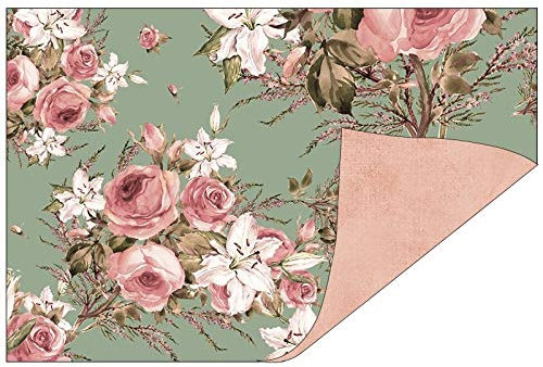 Ideen mit Herz Dekorpapiere im Duo-Design | 1 Seite mit Dekor - 1 Seite unifarben | 10 x 15 cm | Faltpapier, Bastelpapier, Dekopapier | 110 g/qm | 50 Stück (Rosen/apricot)