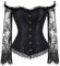 Grebrafan Women's Off Shoulder Lace Corset with Long Sleeves (UK(18-20) 4XL, Black)