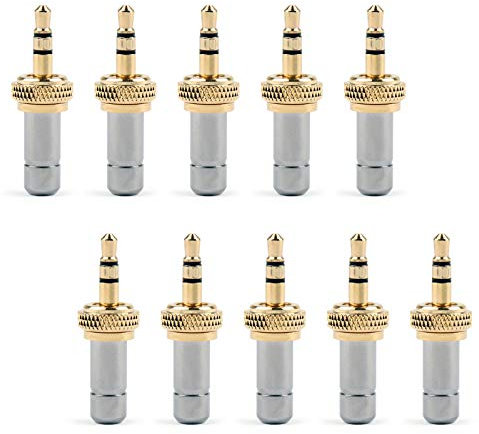 Topteng Mini-Stereo-klinkenstecker 3,5mm, vergoldet, klinke adapter 3,7 mm Loch für Sennheiser, 10 Stück aux adapter