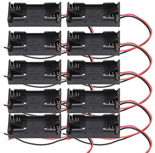 Batteriehalter, 10 Stück 2X 3X AAA Batteriefach Kunststoffbox mit Kabel für elektronische Spielzeug-Haushaltsgeräte-Fernbedienung(2X AAA)