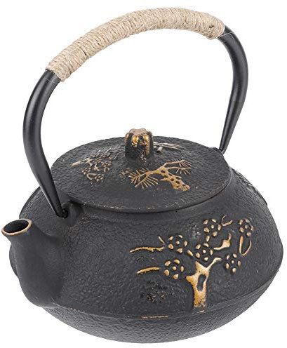 Teekanne Teekocher aus Gusseisen Korrosionsbeständige Kaffeekanne aus Eisen Teekessel mit Deckel Geeignet für Induktionsherd oder Gusseisenherd