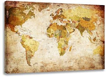 picturado 80 x 60 cm Bild Weltkarte beige
