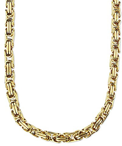 König Design 9 mm Königskette Armband Herrenkette Männer Kette Halskette Panzerkette, 65 cm Gold Edelstahl Ketten