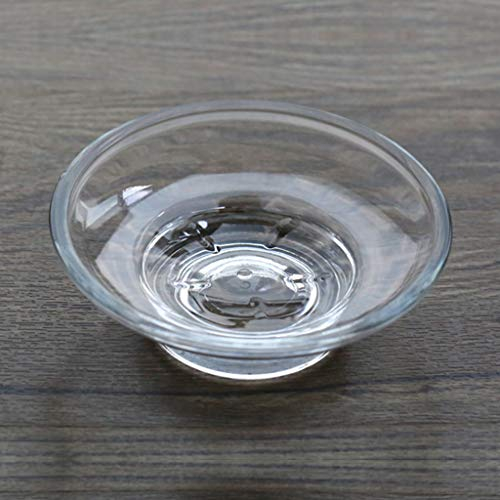 Kcnsieou Porte-savon rond en verre transparent pour salle de bain ou douche