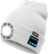 ATNKE LED beleuchtete Bluetooth-Beanie-Kappe, wiederaufladbare USB-Musikalische Laufmütze mit extrem hellem 4-LED-Licht wasserdichte Lampe für das Skifahren Wandern Camping/White