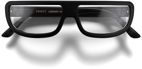 LONDON MOLE Brillen | Feisty Lesebrille | Runde Rahmenbrille | Coole Leser | Designer-Brille | Lesebrille für Herren/Damen | Unisex | Federscharniere | Mattschwarz | Vergrößerung +2,0
