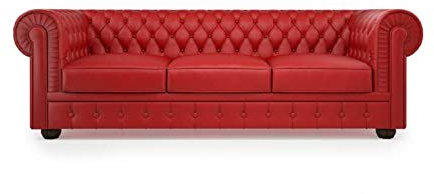 jvmoebel XXL Sofa 3 Sitzer Couch Chesterfield Polster Sitz Garnitur Leder Rot Textil