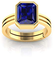 Sidharth Gems Astrologischer Ring, verstellbar, ohne natürliche Behandlung, 7,25 Ratti, blauer Saphir, Neelam-Stein, mit Labor-Zertifikat, für Damen und Herren, Choki-Ring aus Saphir, Choki-Ring aus