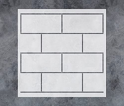 GSS Designs geometrische Ziegelmauer-Schablone zum Malen, 30,5 x 30,5 cm – wiederverwendbare Schablonen für Malerei auf Holz, Wand, Leinwand, Möbel – U-Bahn-Fliesen-Schablonen