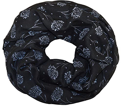 thb Richter Loopschal Rundschal mit Pusteblume Muster Schlauchschal Schals Halstuch Loop Natur Pusteblumen Blumen Print Aufdruck (XL - Schwarz)