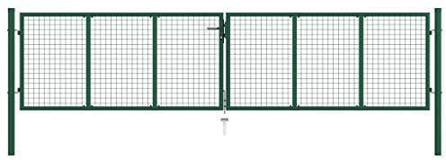 Einfahrtstor,Doppelflügel,Mesh-Gartentor Stahl 400 x 100 cm Grün