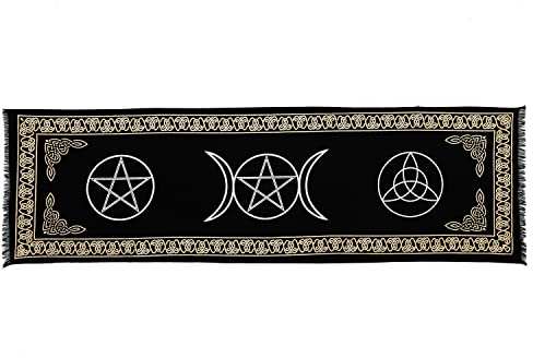 INDIAN CONSIGNERS DREI in einem Pentagramm Triple Moon Pentagram Triquetra Altar Tuch Hexerei Hexerei Tischdecke Ändern Heilig Tischtuch Spirituell Buchstabieren Hexe Tarot-Spread 72*22