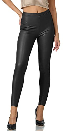 Gloop Damen High Waist Leggings Hose Strumpfhosen Treggins Leggings Leder Look hüfthoch