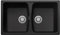 Plados Fregadero de cuarzo de cocina empotrable SP0862 dos cubetas, negro mate