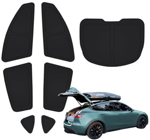 TESBEAUTY Tesla Camping Privacy Curtain 7-Piece Camping Shade Side Window Rear Window Sunshade Model Y UV Blocker Upgraded 4-Layer Material Distinctive Texture Foldable 100% Fit