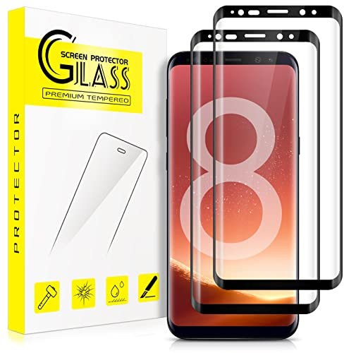 Ecenone Schutzfolie für Samsung Galaxy S8, [2 Stück] [9H Härte, Anti Kratzen, Vollständige Abdeckung], 3D gebogenes gehärtetes Glas Displayschutzfolie für Samsung Galaxy S8