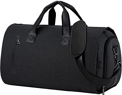 Carry on Garment Travel Bag, Suit Bag with Shoulder Strap for Men Women - Hanging Suitcase Suit Carrier Storage Bags with Shoe Compartment 45 L (Black)