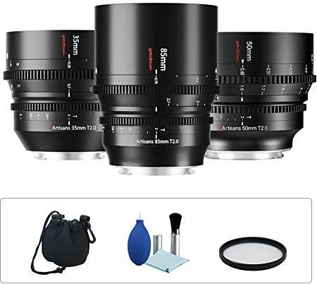 7artisans - Kit di Obiettivi Cinematografici Professionali per Fotocamere Sony E Mount A6000, A6300, A6400, A7C, A7SII, A7MIII, A7MIV, A9, A7RII, A7RIII
