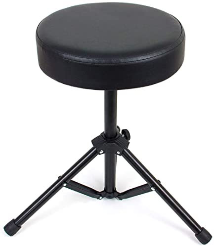 JM FOREST -Taburete Sillín de Bateria Electrónica TPM DS01 Banqueta con Asiento Acolchado Negro Plegable para Guitarra Teclado Piano Adultos y Jóvenes