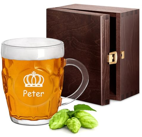 Maverton traditioneller Bierglas mit Gravur, Bierkrug 500 ml mit Henkel | Personalisierte Geschenke Männer, Bierseidel für Biertrinker, zum Geburtstag, Weihnachtsgeschenke