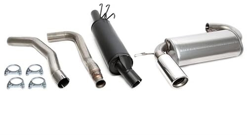 Sportauspuffanlage Komplettanlage Sportauspuff ab Kat Mittel & Endschalldämpfer Aluminierter Stahl 1x100mm rund gebördelt mit ABE für 850er S70 V70I 2.0 +.2.4l - Eintragungsfrei - 1034226