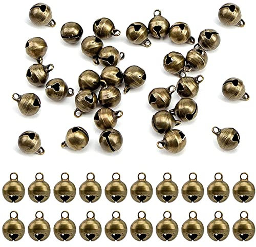 YIEUR 200 Stück Glöckchen Bronze Vintage, 10mm Schellen Glocken Bronze Metall zum Deko DIY Handwerk Herstellung(bronze-10mm)