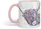 Vixar Tasse colorée en forme de vache des Highlands avec mollet - Motif animaux de la ferme - Cadeau d'anniversaire, de travail, de bureau, de thé, de café (rose)