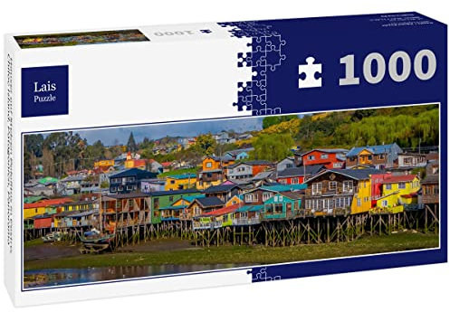 Lais Puzzle Casas sobre pilotes Palafitos en Castro, Isla de Chiloe, Patagonia, Panorama 1000 Piezas