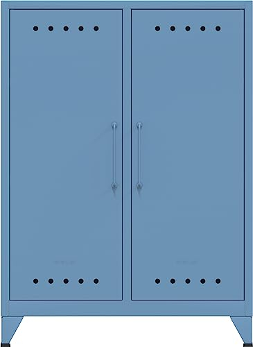 Bisley Fern Middle Sideboard aus Metall | Metallschrank im Retro-Instustrial Design in blau