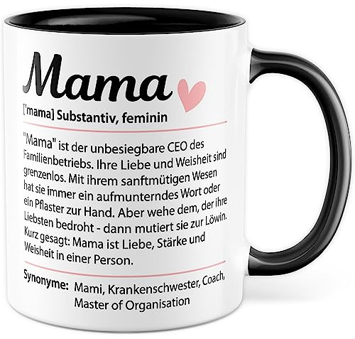 Mama Tasse Definition Muttertagsgeschenk Mutter Geschenkidee Lexikon Humor Muttertags-Geschenk Kaffeetasse Kaffee-Becher lustig Muttertag Mami Wörterbuch (Weiß/Schwarz)