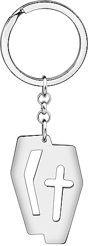 DALANE Edelstahl Sarg Schlüsselanhänger Neuheit Schmuck Halloween Geschenke für Frauen Mädchen Handtasche Schlüsselanhänger Ringe Party Favors (Versilbert)
