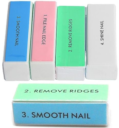 5 Pcs Nail Buffer Blocks 4 Way Nail Buffer Manicure Treatment Sanding File for Shiny Glossy Surface Natural Nails Acrylic Nail Home Salons Use