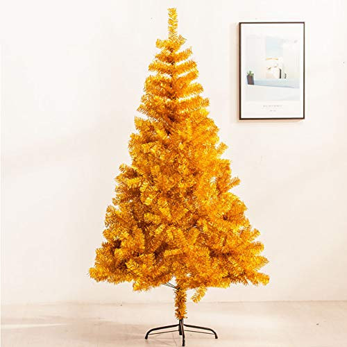Umweltfreundlicher goldener künstlicher Weihnachtsbaum, aufklappbarer natürlicher alpiner Metallständer, Weihnachtsbaum geschmückte Bäume für drinnen und draußen, goldfarben, 6 Fuß (180 cm) The New