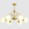 KCO Lighting Gold White Globe Flush Mount Kronleuchter 6-flammig Moderne Küche Insel Anhänger Leuchte Mitte Jahrhundert Milch Glas Kugel Kronleuchter Gebürstetes Messing Sputnik Kronleuchter