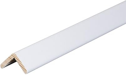 Kosche | Winkelprofil | Massivholz | 28 x 28 x 2400 mm | Weiß | Kantenschutz | Eckschutzprofil | Hochwertig | Robust