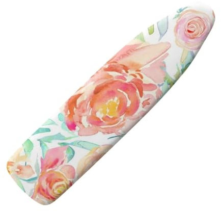 COEQINE Home Bügelbrettbezug mit orangefarbenem Rosen-Aufdruck, einfach anzuziehen, rutschfest, elastischer Rand und Haken
