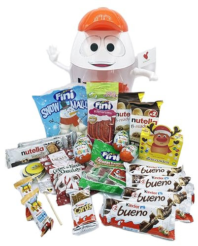 Ichuches. Cesta Chocolate,Tarta de productos kinder, regalos originales con kinder bueno, huevos kinder, kinder happy hippo. (Kinderino)