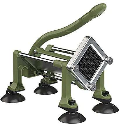KSIFJRTO Commercial French Fry Cutter, Heavy Duty Potato Slicer with 3/8 and 1/2Inch Blade, Stainless Steel Potato ChopperFrench Fries Cutter with Suction Feet,