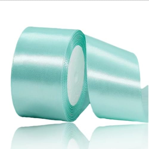 Geschenkband Minzgrün 50 mm Breit,23 Meter Satinbänder Minzgrün Stoff Schleifenband Kunsthandwerk,Hochzeitsdekoration, Weihnachten, Haarbögen, Blumensträuße, Geburtstag und Geschenkverpackung