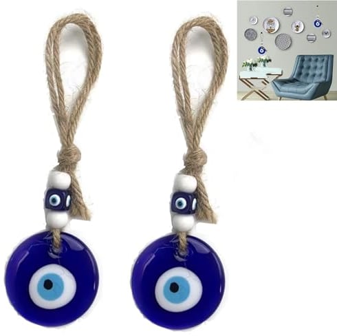 Ojo Turco,2 Piezas Amuleto Buene Suerte,Adorno de Pared,Turco Azul Evil Eye,Adorno de Puerta,Regalo de casa Nueva,Regalo de Bendición,para Coche Hogar y Oficina