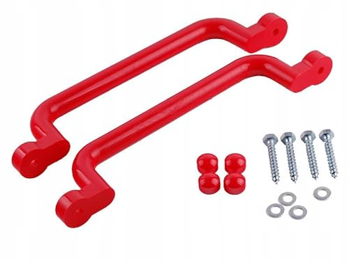 GigiToys® Satz Kunststoffgriffe x2 | 310 x 70 mm | Haltegriffe für Klettergerüste rutschfeste | Spielaccessoires für Kinder Spielplatz | für das Klettern | Griffe aus Kunststoff für das Baumhaus Rot