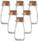 MEETOZ Paquete de 6 mini botellas de vidrio de 200 ml, con tapones de corcho, botellas de vidrio de leche, tarros de vidrio pequeños para regalo, yogur pudín, tarros de almacenamiento de vidrio para